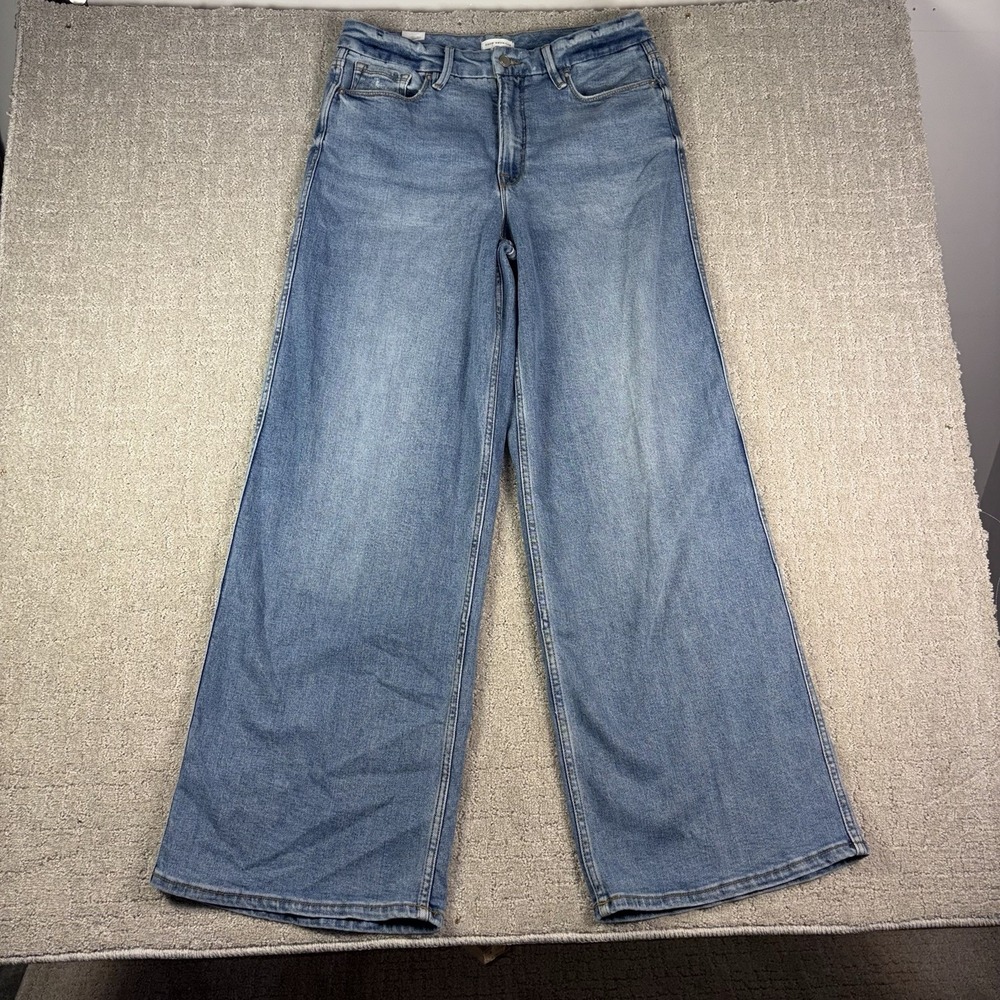 Good American Good Skate Wide Leg Jeans High Rise Blue Denim Womens Size 12 / 31